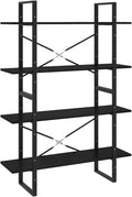Regał na książki, 100x30x140, 100x30x140 cm, 4 półki, drewno sosnowe, kolor czarny