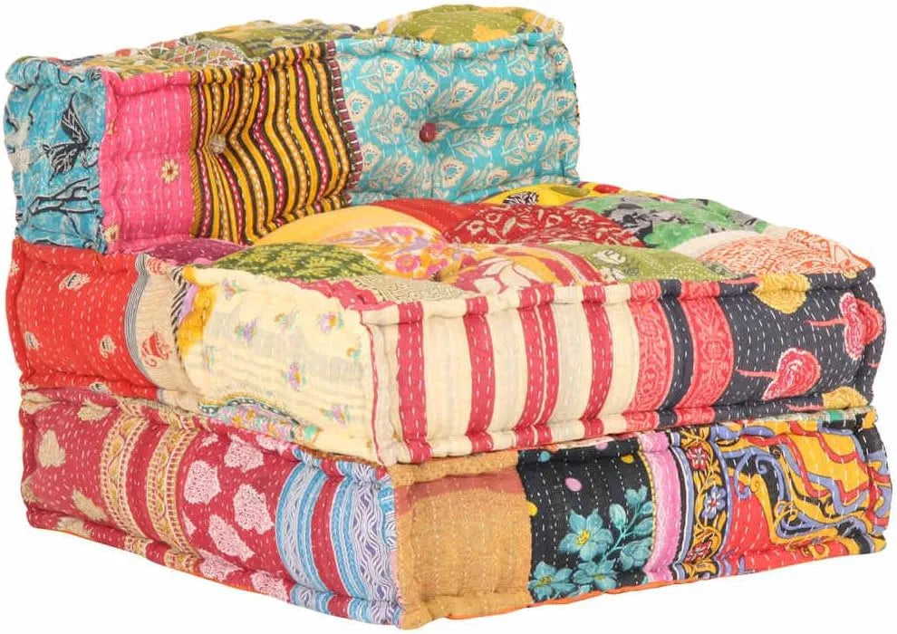 Pufa ze schowkiem, tkanina, Puf modułowy, patchwork