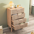 Komoda, BRILVERDE, 90 x 60 x 34 cm, 4 szuflady, drewno i rattan, kolor naturalny, do salonu i do sypialni