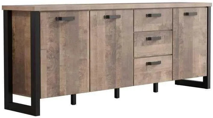 Kredens, trendteam smart living, 214 x 86 x 45 cm, kolor czarny/brązowy, mebel do przechowywania w salonie i jadalni