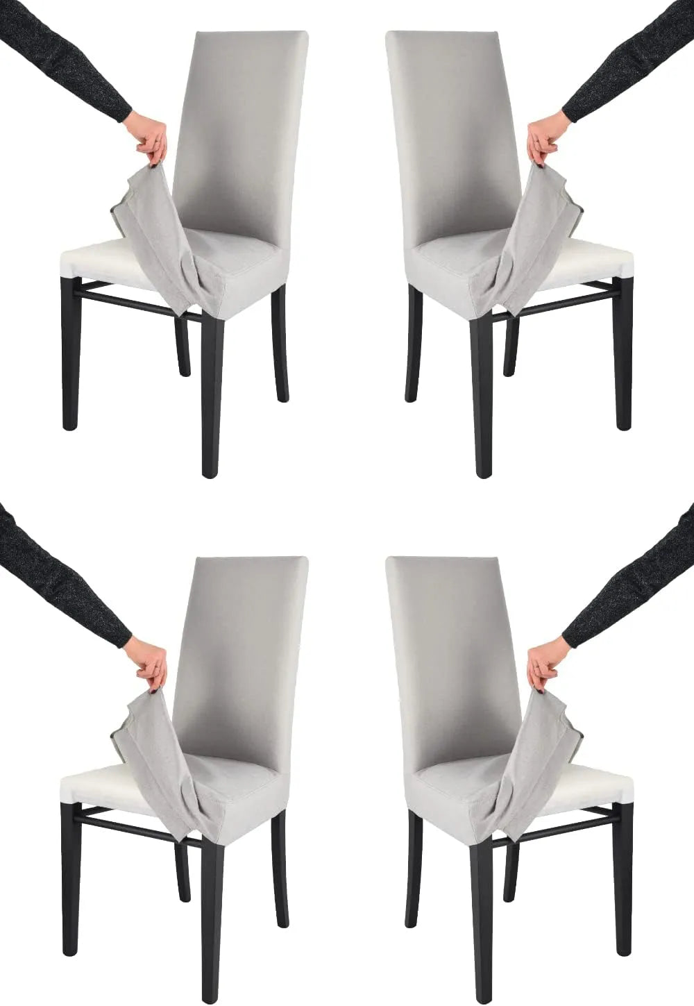 Zestaw 4 krzeseł do jadalni, Tommychairs, tapicerowane, tkanina, kolor czarny, do kuchni