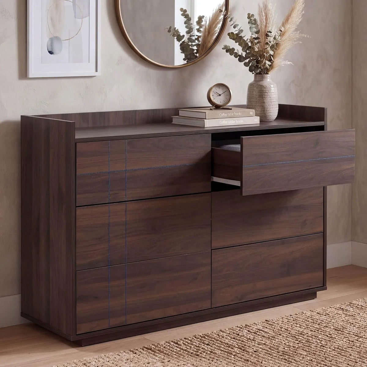Komoda, HWC-P44, 83 x 120 x 40 cm, 6 szuflad, płyta MDF