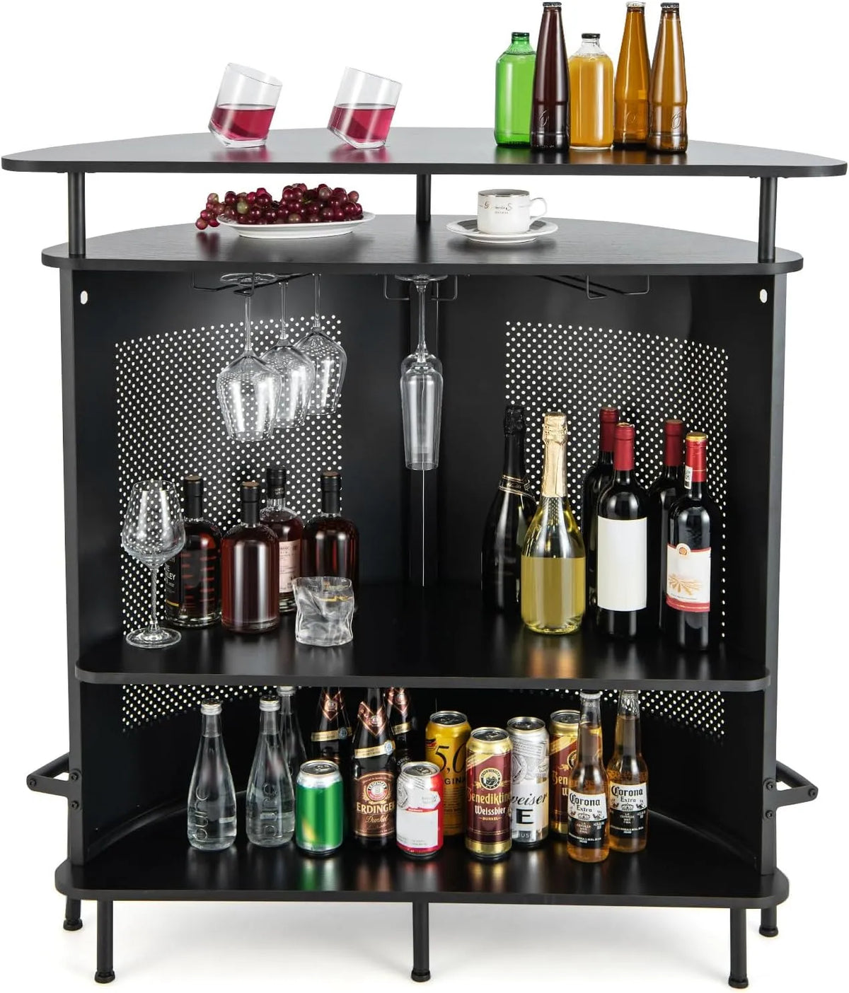 Stół kuchenny, 110,5 x 48 x 112,5 cm, regulowane elementy, metal, kolor czarny, do kuchni