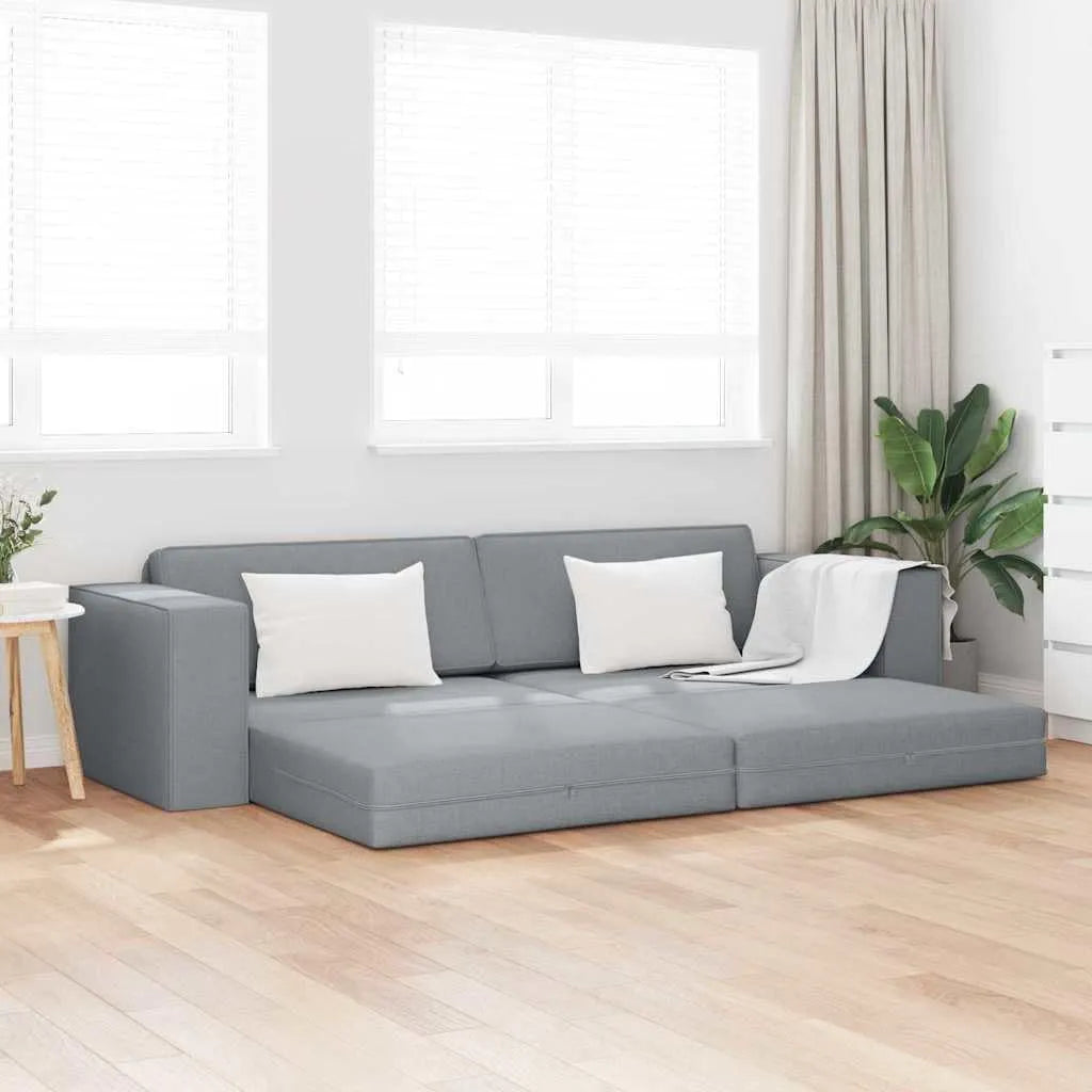 Sofa, metal i tkanina, jasnoszara tkanina z metalową ramą i zdejmowanym obiciem