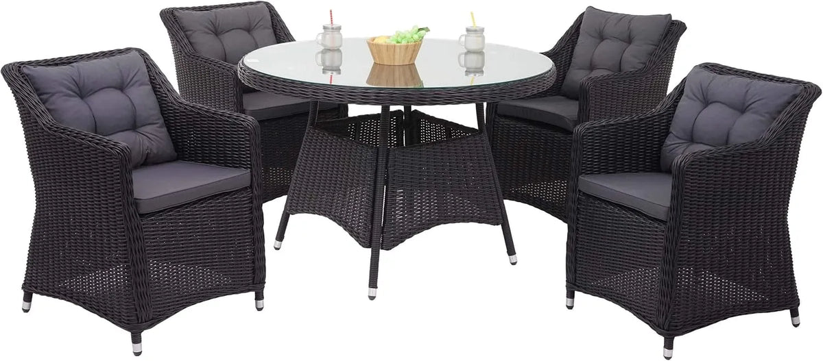 Zestaw krzeseł, HWC-F51, rattan, do ogrodu, krzesła kuchenne i jadalniane