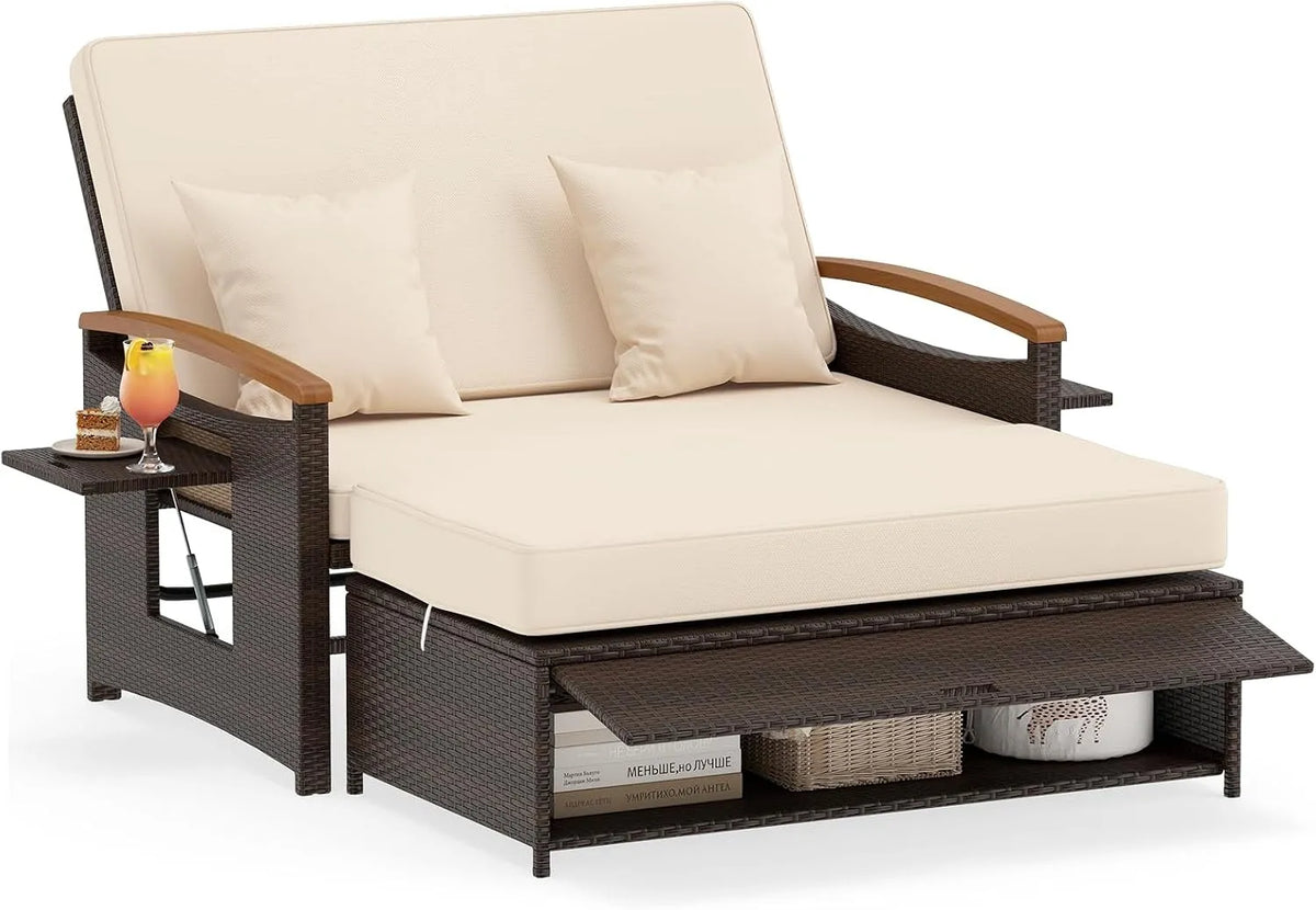 Sofa, 2-osobowa, rattan, do ogrodu i na balkon, kanapa do salonu