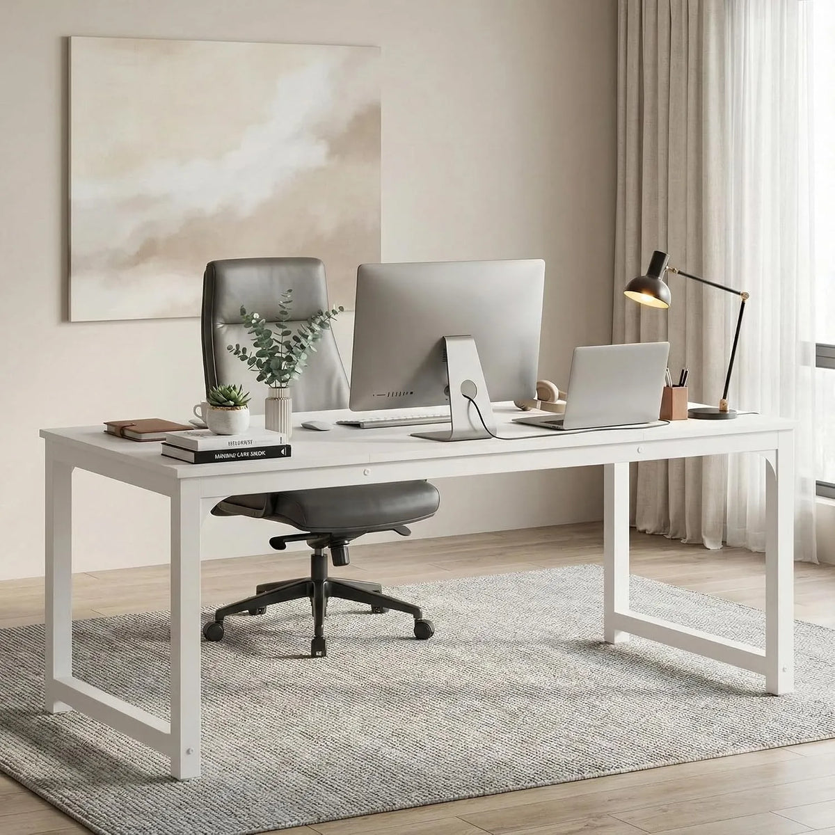 Biurko, Lailang 160cm, 160 x 80 x 75 cm, drewno, kolor biały, do biura