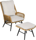 Fotel, Rattan, regulowane elementy, stal i rattan i poliester, kolor naturalny, do ogrodu i na balkon