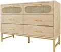 Komoda, Rattan, 6 szuflad, metal i rattan, do salonu i do sypialni