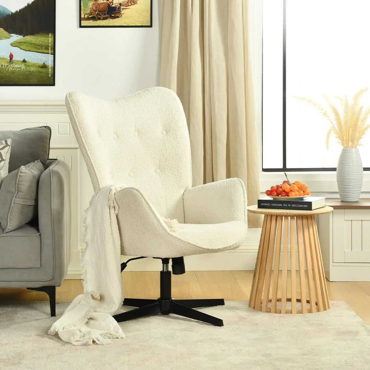 Fotel, MEUBLE COSY, tapicerowane, tkanina, kolor beżowy, do salonu