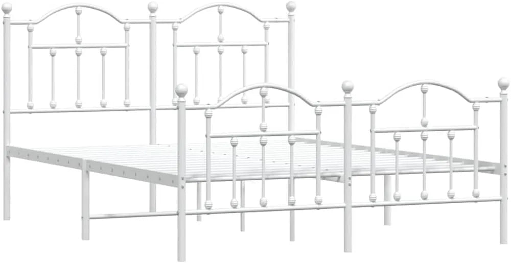 Łóżko, 140x190 cm, metal, kolor biały, mebel do sypialni