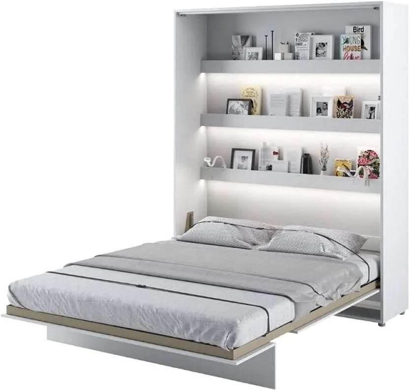 Łóżko, LENART Bed Concept Pionowe, 160 x 200 cm, składana konstrukcja, kolor biały