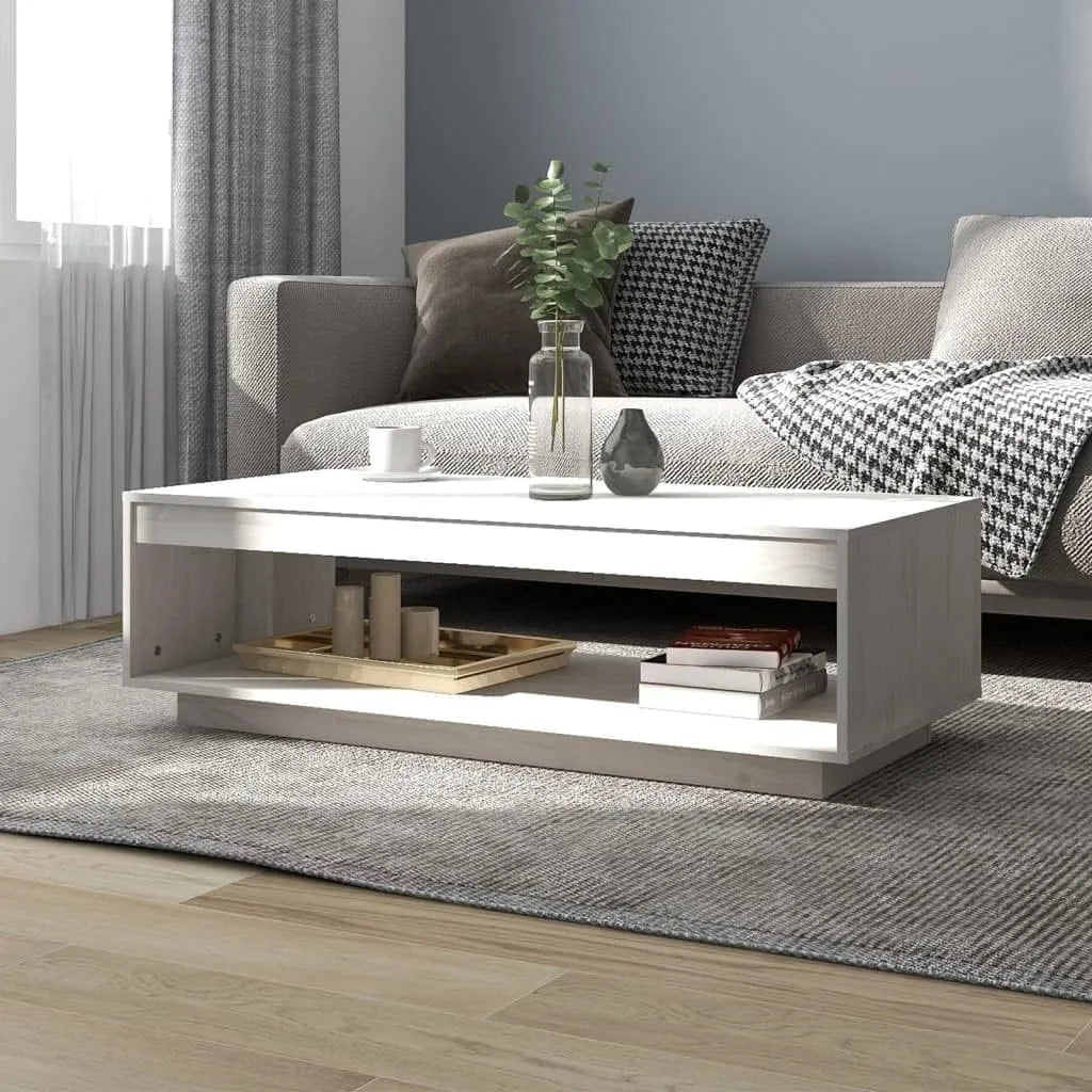 Stolik boczny, 110 x 50 x 33,5 cm, drewno sosnowe i lite drewno, kolor biały, do salonu