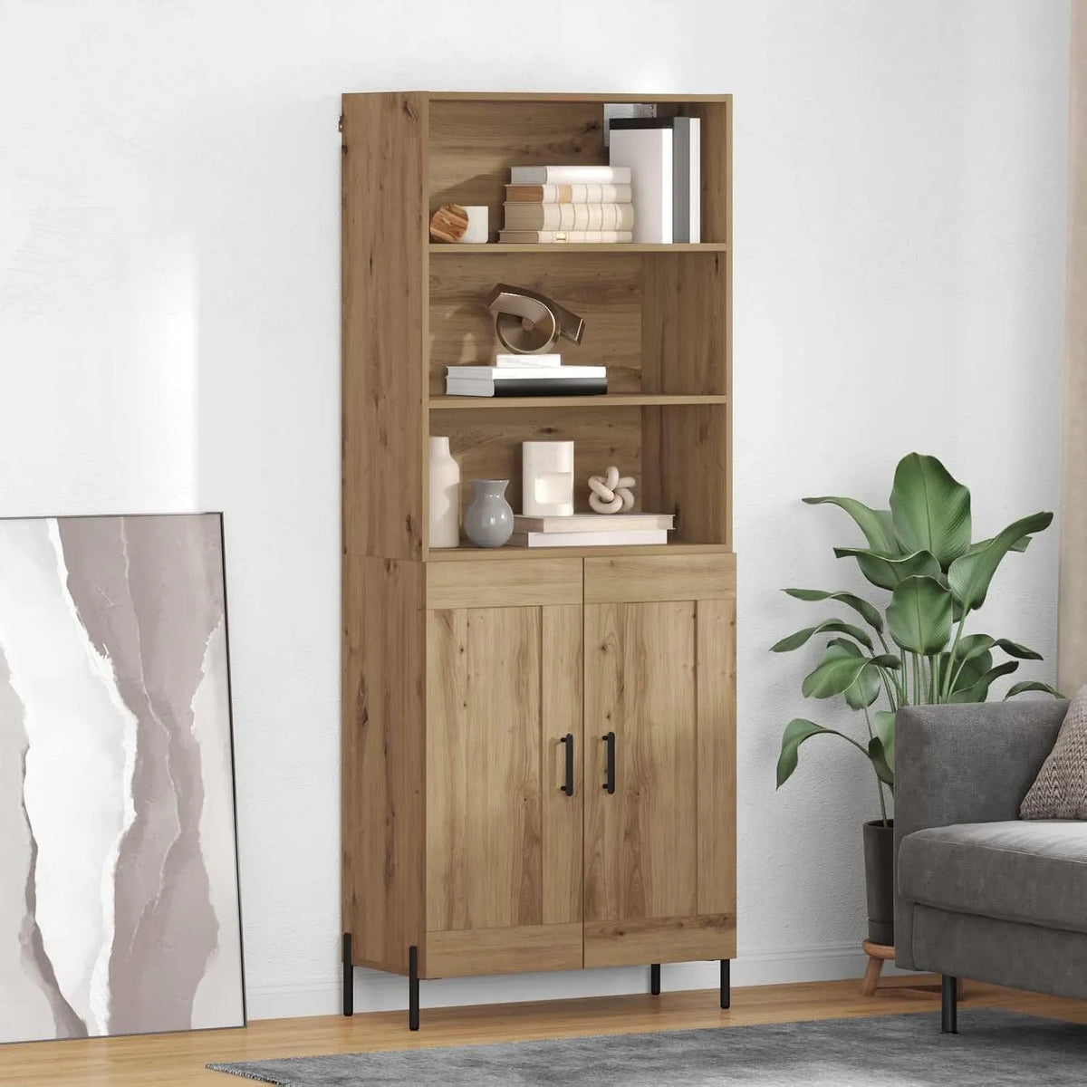 Komoda, Highboard, 69,5 x 32,5 x 180 cm, do salonu i do jadalni