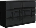 Komoda, 138,5x78,5x39 cm, 6 szuflad, kolor czarny, do salonu i do sypialni