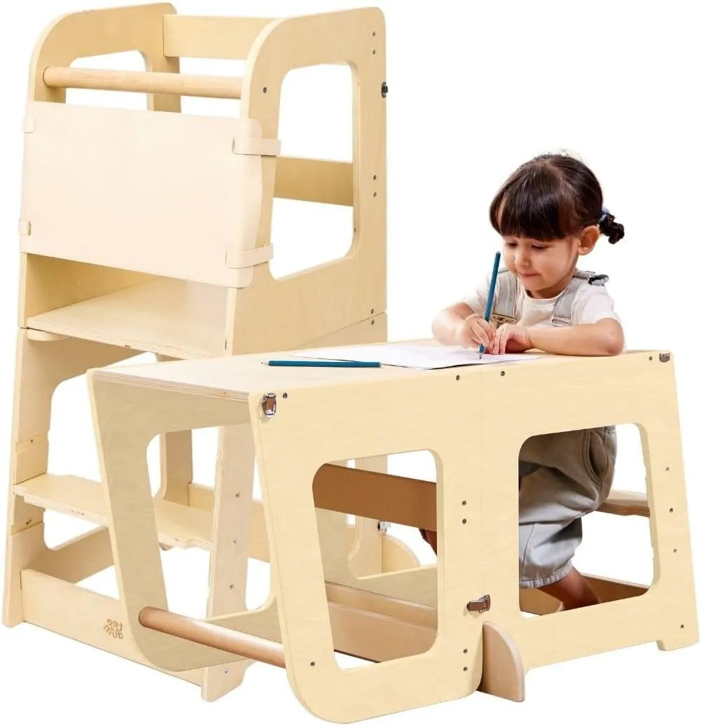 Montessori wieża obserwacyjna dla dzieci, drewno, kolor naturalny, do biura