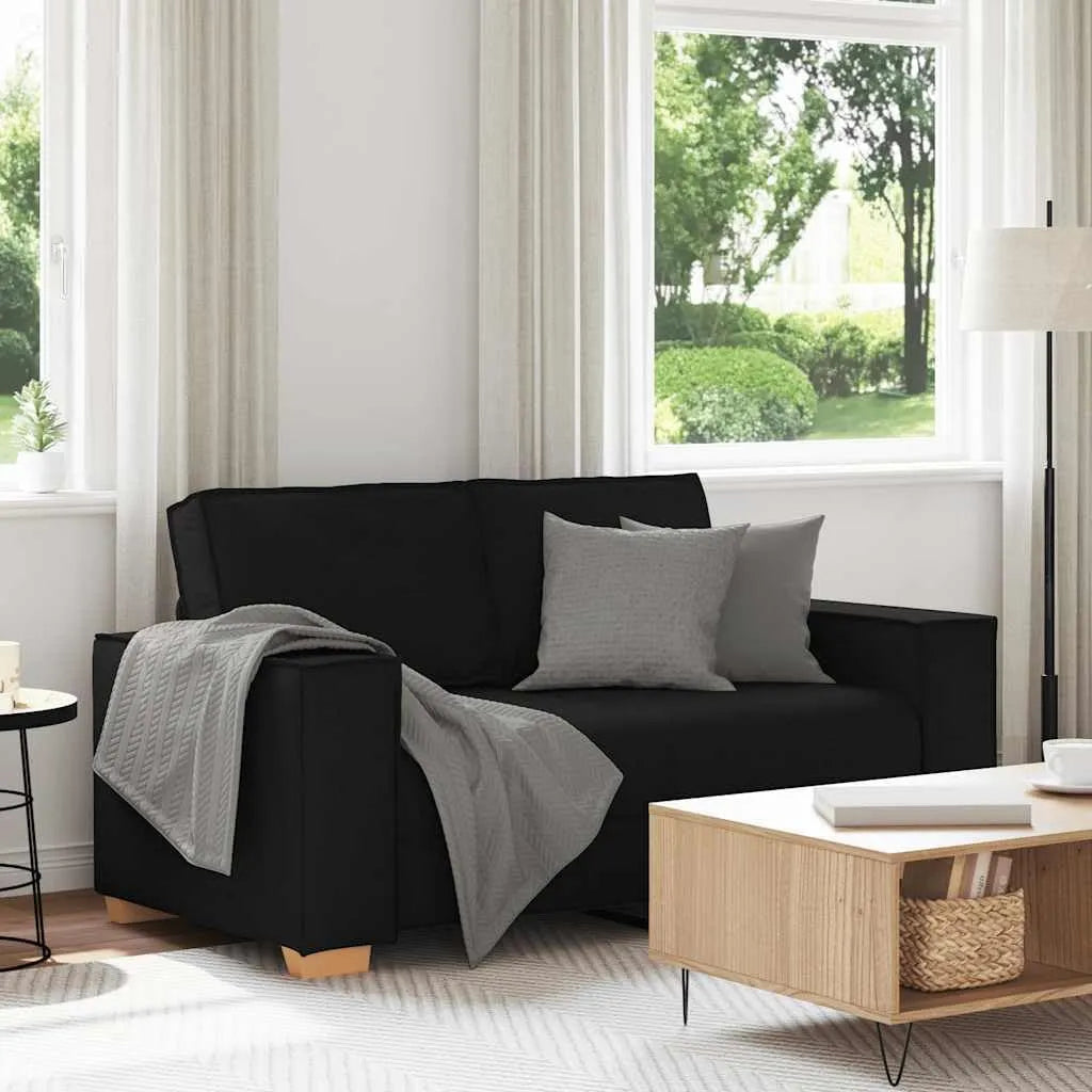 Sofa, 2-osobowa, tapicerowane, z podłokietnikami, tkanina, kolor czarny