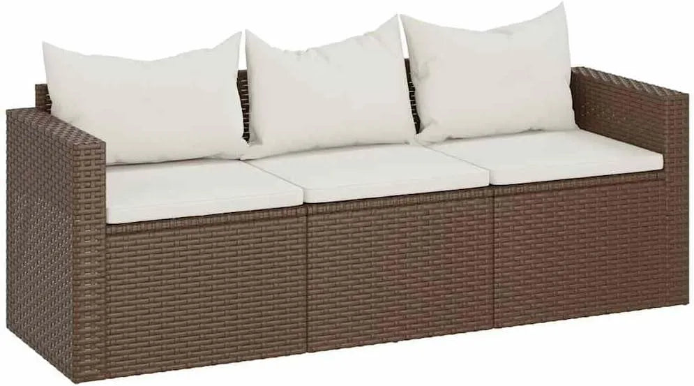 Sofa, 3-osobowa, kolor brązowy, do ogrodu i na taras