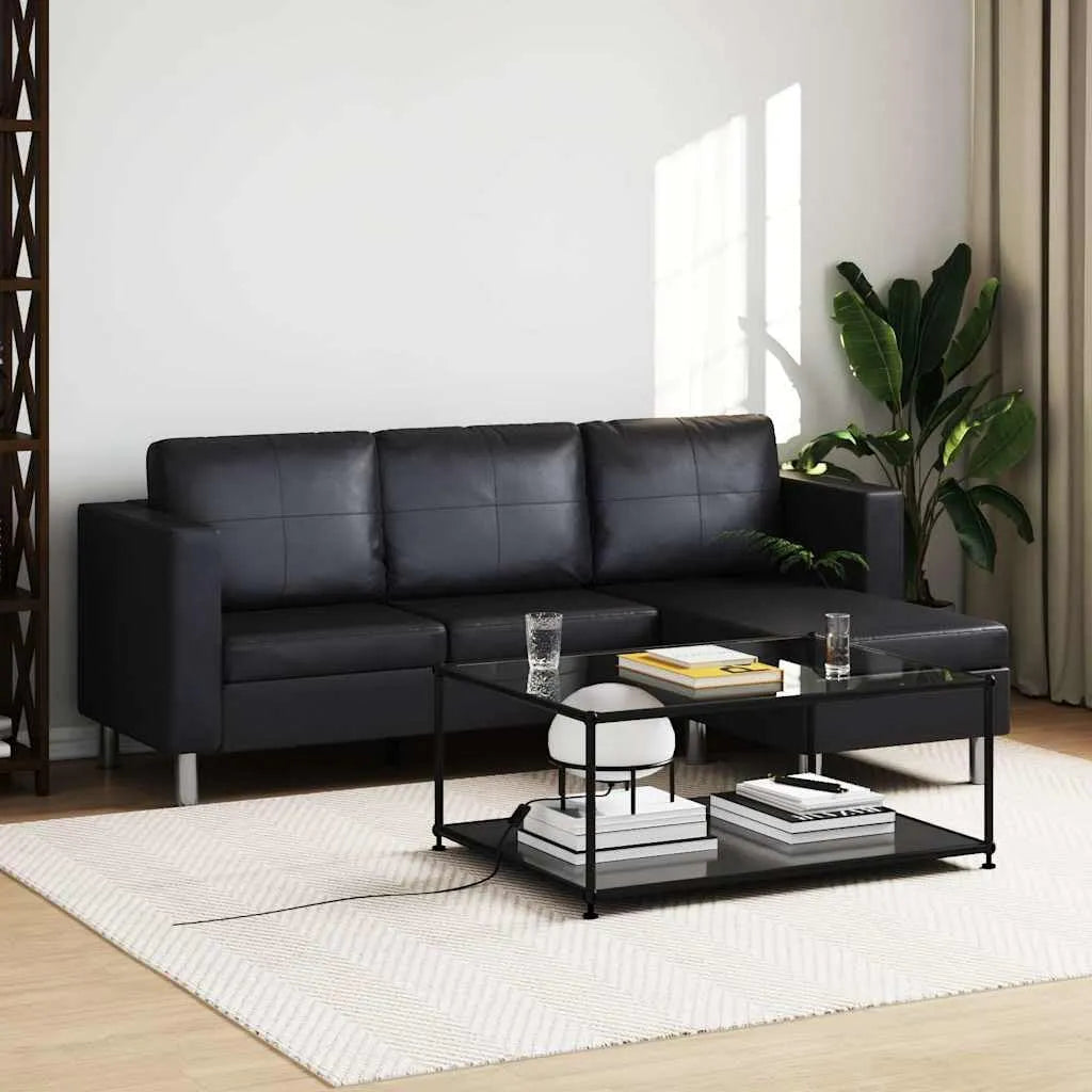 Sofa, 3-osobowa, metal, kolor czarny, do salonu, kanapa do salonu