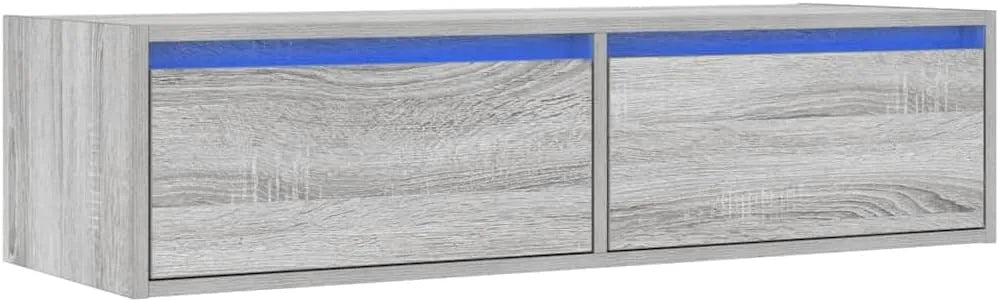 Szafka RTV, LED, 100x35,5x25 cm, kolor szary/dąb sonoma