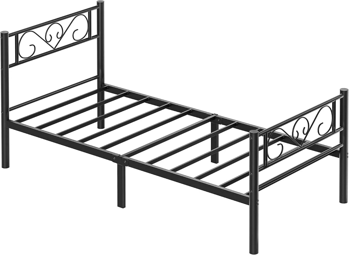 Łóżko VASAGLE, Rama łóżka 90, 90 x 200 cm, metal, kolor czarny, do pokoju gościnnego