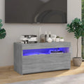 Szafka RTV, LED, 75 x 35 x 40 cm, kolor szary/dąb sonoma, do salonu i do sypialni